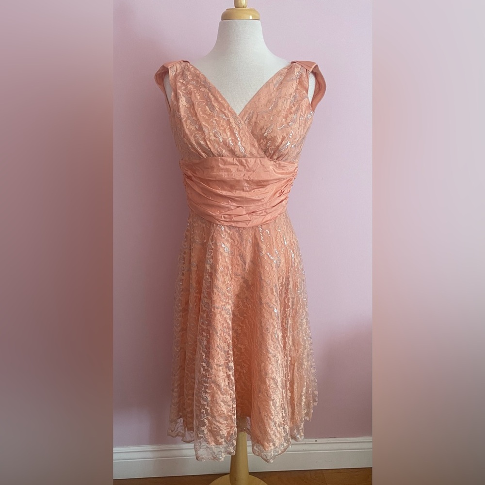 Vintage 50s Peach Lace Dress